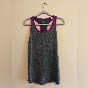 Adidas Women's Heathered Gray Tank with Purple Trim
